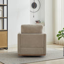 Modern Square Upholstered Swivel Accent Chair 360 Degree Lounge Armchair Taupe Chenille 30.7'W