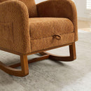 25.4"W Rocking Chair for Nursery, High Back Glider Chair with Retractable Footrest, Side Pocket, Rocking Accent Armchair with Rubber Wood Legs for Living Room/Bedroom.Caramel