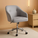 Light Gray Velvet Desk Chair With Adjustable Tilt Arm