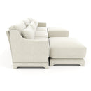 Elegant Three-Seater Sofa with Movable Ottomans and Lumbar Pillow, Chenille Fabric, Beige