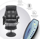 Dark Grey Swivel Recliner With Ottoman Vibration Massage