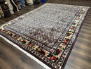Persian Rug 8x11, Boteh Design, Repeated Paisleys, Persian Kurdish Rug, Bird Pictorials, Rare Antique Persian Kurdish Sannadaji Carpet