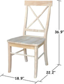 X Back Dining Chairs Set Of 2 In Unfinished Parawood