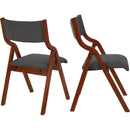 Upholstered folding Dining chair, space saving, easy to carry, Dining Room, 2-Pack-Grey+Cherry