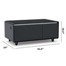 Modern Smart Coffee Table With Built-In Fridge - tooth Speaker, Wireless Charging, Touch Control Panel, USB Interface, Outlet Protection, Atmosphere Light
