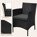 3 Piece Outdoor PE Rattan Wicker Patio Furniture Set With Soft Cushions And Glass Coffee Table