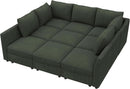 Emerald Green Modular Sleeper Sofa With Hidden Storage Compartment