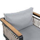 Outdoor Sectional Sofa Set 5-Person Patio Seating Group with Cushions and Coffee Table, Grey, Steel & Acacia Wood