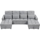 110.2' Oversized U-shaped Sofa Versatile Sectional Sofa Pull-out Sofa Bed with Double Storage Chaise Lounges and Two USB Ports for Living Room,Gray
