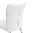 Modern Minimalist Dining Chairs Office Chairs Set with White PU Seats and Silver Metal Legs