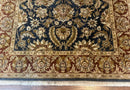 Indian Agra Rug 6x9, Floral, Traditional Rug, Dark Green Maroon Tan