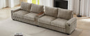 Modern 4-Seater Corduroy Sofa Couch with USB Ports, Hidden Storage Arms, and Flip-Top Cup Holders, Brown, 133 Inches