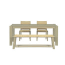 Modern Farmhouse Extendable Dining Table Set with Solid Wood Rattan Chairs – Expandable 59' to 73' for 4-8 Guests in  Champagne