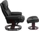 Leathersoft Upholstered Recliner With Ottoman Black