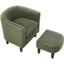 Modern Accent Chair,Upholstered Arm Chair Linen Corduroy Single Sofa Chair with Ottoman Foot Rest Comfy Armchair for Living Room Bedroom and Office,Green
