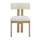 Mid-Century 7-Piece Dining Set with Upholstered Armless Chairs and Natural Wood Table