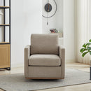 Modern Square Upholstered Swivel Accent Chair 360 Degree Lounge Armchair Taupe Chenille 30.7'W