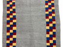 Gray Kilim Carpet, Yellow, Red, Blue Checkerboard Pattern, Flatweave, New, Geometric, Hand-Knotted, Wool, Turkish Area Rug, 5' 9" x 7' 9"