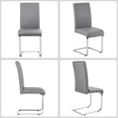 Gray PU Leather Dining Chairs For Kitchen Set Of 2