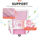 Ergonomic Pink Office Chair With Lumbar Support Mesh