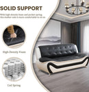 Faux Leather Sofa And Loveseat Set 2 Piece White And Black
