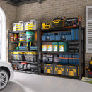 59' Wide Black Metal Shelves, with 5 Removable Dividers, Large Capacity, Strong Load Bearing, Suitable for Garage, Kitchen and Office.