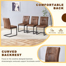 Table and chair set.A 49.6*30 Inch Transparent Tempered Glass Dining Table With Wood Grain MDF Legs.Paired With 4 Ergonomic Brown Technology Fabric Dining Chairs,Black Metal Legs.
