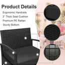 3 Piece Patio Rattan Conversation Chairs Set Outdoor Furniture Black Wicker For Garden Balcony Porch Yard