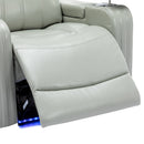 Modern PU Leather Power Recliner with Cooling Cup Holder, Bluetooth Speaker, LED Lights, USB Ports, Tray Table, Arm Storage, Grey