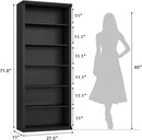 28 Inch Wide Tall Bookcase With Six Tiers For Home Office Storage For Living Room Organization