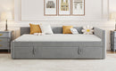 Full Size Upholstered L-Shaped Upholstered Daybed with Twin
Size Pop Up Trundle, Gray