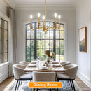 Gold 5 Light Chandelier 25.5 Inch Farmhouse Brass Dining