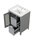 24' Bathroom Vanity with Sink, Bathroom Vanity Cabinet with Two Drawers and Door, Adjustable Shelf, Solid Wood and MDF, Grey (Old Sku:WF309411AAE)