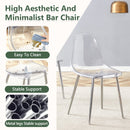 Transparent and Stylish Ergonomic Dining Chair with Silver Metal Legs and Transparent Seat Cushion, One Box of Three