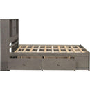 King Size Platform Bed with Storage Headboard and 8 Drawers, Gray