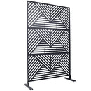 Outdoor & Indoor Privacy Screen Metal Privacy Screen 76' H×48' W, Freestanding Decorative Privacy Screen for Deck Balcony Patio, Privacy Fence Panels for Outside Lawn Garden PS101 BLACK