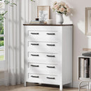 Tall White ChestOfDrawers With Five Drawers WalnutBrown