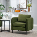 Accent Chair for Living Room, Velvet Comfy Single Sofa Chair Mid-Century Modern Armchair with 1 Pillow and Metal Legs for Bedroom Office Reading