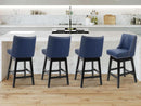 Swivel Bar Stools 26 Inch Counter Height Blue Faux Leather