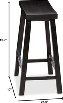 Solid Wood Saddle Bar Stool Counter Height Set 2 Black 24In