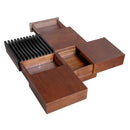 ITALIAN RETRO-Inspired Acacia Wood Storage Coffee Table, Brown & Black, MDF & Acacia, 35x35 inches