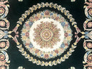 Aubusson Rug 9x12, Dark Green, European Design, Vintage Fine Handmade Carpet, Elegant