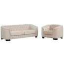 Modern Velvet Upholstered 3-Piece Sofa Set with Rubber Wood Legs in Beige