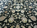 9' X 12' Vintage Handmade Fine Chinese Oriental Floral Wool Rug Silk Black