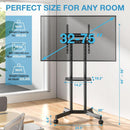 Rolling TV Stand 32-75 Inch With Height Adjustable Shelf