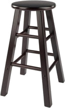 Espresso Counter Stool Set 2 Piece Solid Wood 24 Inch