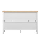 U-Can 47.2'' Retro TV Stand for TVs up to 43 Inches, Entertainment Center Media Console Cabinet with 3 Spacious Cabinets, Glass Cabinet Doors and Anti-tip Device for Living room