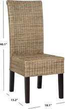 Grey Wicker Dining Chair 18 Inch Rattan Cotton Upholstery