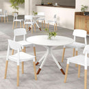 White Wooden Dining Chairs Set of 4 With Ergonomic Backrest