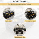 [Video Provided] U-Can Lift-Top Coffee Table with 4 Storage Stools, Modern Space Saving Center Table with Foldable Top, Multi-Functional Adjustable Coffee Table for Living Room